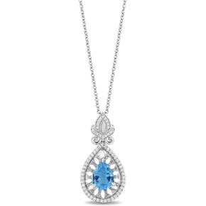 Jewelili Enchanted Disney Fine Jewelry Sterling Silver with 1/5 CTTW Diamonds Jasmine's Aladdin Cave Of Wonders Pendant