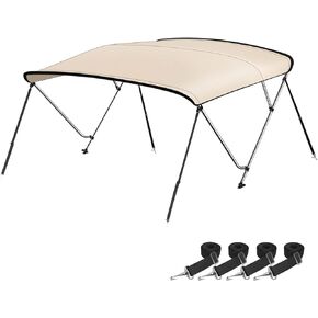 10 Optional Colors 13 Different Sizes 3-4 Bow Bimini Top Boat Cover with 4 Straps, Mounting Hardwares & Storage Boot