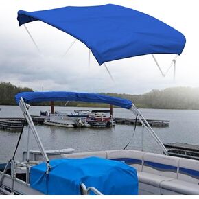 HSOKEW 4 Bow 800D Bimini Top Cover, Heavy Duty Marine Grade FA de and Crack Resistant Bimini Top Replacement Cover with Zipper 91 * 96in, No Frame, 500 Hours of Daily Weaving, Blue