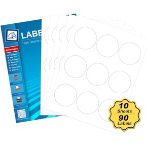 1" Round Sticker Labels for Laser/Ink Jet Printers, White Printable Labels Sheets, Circle Sticker Labels, 10 Sheet （HB-C063）