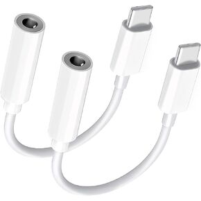 USB C to 3.5 mm Headphone Jack Adapter, 2-Pack Type C Aux Audio Dongle Cable Cord Compatible with iPhone 15/15 Pro/Pro Max/Plus, Samsung Galaxy S23 S24 Ultra, Note 20, iPad Pro, MacBook, Pixel XL