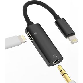 Iphone Adapter for Headphone Jack Lightning to 3.5mm AUX Charger Dongle Splitter Audio Adaptador Para 2in1 Cable Earphone MFI Certified Compatible With 7 8 X Xr 13 12 11 Pro Ipad Music Converter