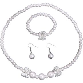 Simulated Pearl Necklace Dangle Earrings Set Pearl Choker Necklace Pearl Costume Pearl Jewelry Pearls Accessories Wedding Gifts for Brides Bridesmaid