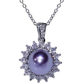 Ailana Laine 10mm South Sea Pearl Pendant Necklace with Diamonds for Women - 10mm Cultured Pearl Necklace with Diamonds Single Pearl Necklace for Women with 925 Sterling Silver Chain