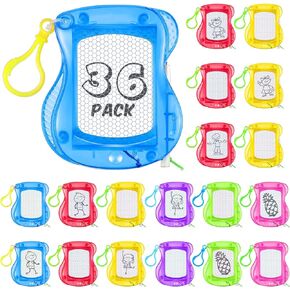 36 Pcs Mini Magnetic Drawing Board Doodle Boards for Kids Backpack Keychain Clip Erasable Drawing Boards Sketch Pad for Kids Birthday Party Favors Goodie Bags Prizes for Kids Classroom, 6 Colors