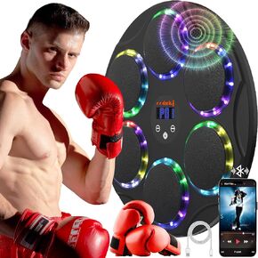 CCDZKJ Music Boxing Machine with Boxing Gloves,Music Boxing Machine for Adults and Kid,Colorful LED Wall Mounted Smart Bluetooth Music Boxing Trainer,Boxing Music Workout Machine for Home and Gym