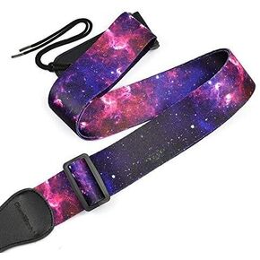 CLOUDMUSIC Strap Starry Night Purple Blue Starry Sky Galaxy Pattern (Purple Galaxy Guitar Strap)