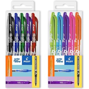 Pilot Frixion Heat/Friction Erasable Rollerball Pen FR7 - Medium 0.7mm Nib - Wallets Pack of 10 - Black, Brown, Red, Orange, Pink, Violet, Blue, Light Blue, Lime Green,Green
