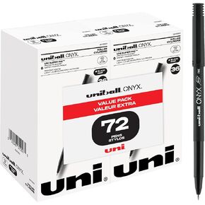uni-ball ONYX Rollerball Pen, Fine Point (0.7mm), Blue, 72 Count