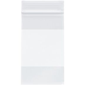 Plymor Zipper Reclosable Plastic Bags With White Block, 2 Mil, 3" x 5" (Case of 1000)