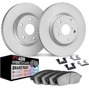 Dynamic Friction Company Front Geospec Brake Rotors Kit | 4000 HybriDynamic Brake Pads includes Hardware 4812-76070