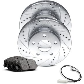 R1 Concepts Front Brakes and Rotors Kit |Front Brake Pads| Brake Rotors and Pads| Optimum OEp Brake Pads and Rotors |Hardware and Sensor Kit - 1EC.31071.52