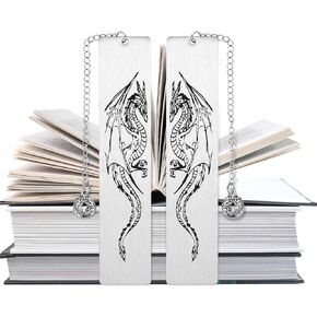 2Pcs Dragon Bookmark Gift for Men or Boy, Cool Bookmarks, Book Marks for Adults Kids, Fantasy Gifts for Men (Dragon)