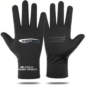 IPENNY Elastic Summer Gloves for Men, Non-Slip Anti-UV Breathable Gloves, Sunscreen Ice Silk Cooling Thin Fingerless Mittens for Driving Bike Cycling