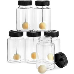 Bright Creations 6-Pack Clear Bottle Wool Daubers with Ball Brush for DIY Projects, Arts and Crafts, Gluing, Leather Dye Tool with Applicator, Plastic Empty Bottle (120 ml Capacity)
