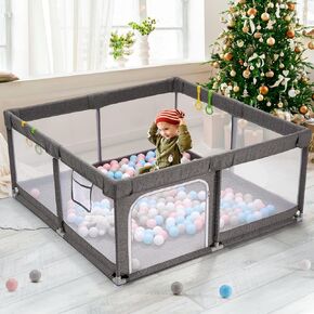 UANLAUO Baby Playpen, Sturdy Playpen for Babies and Toddlers, Safety Baby Play Yards, Easy Assembly Large Baby Playpen for Babies, Anti-Collision BPA-Free Breathable Mesh Play Pen, 59in X 59in (Gray)