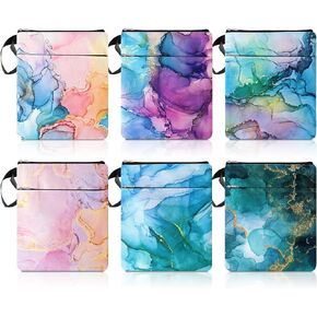 6 Pcs Book Sleeve with Zipper Book Covers for Paperbacks, Book Protector Hardcover Marble Printed Pouch Bags for Book Lovers Teacher Student Gifts, Medium 11 x 8.7 Inch (Quicksand with Glitter)
