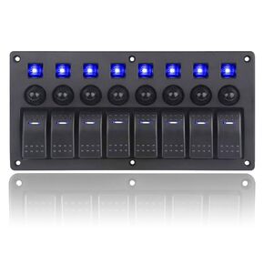 BLLYOGU 8 Gang Boat Rocker Switch Panel Marine Switch Panel Waterproof Marine Toggle Switches ON/Off with Circuit Breaker for Car RV Truck Automotive 12V-24V
