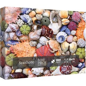 Colorful Seashell Puzzle for Adult 1000 Piece, Ocean Beach Puzzle 1000 Pieces for Adult, Marine Jigsaw Puzzles Hawaii 1000 Piece for Adult