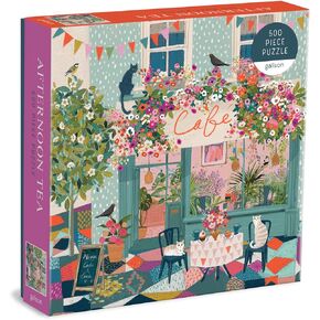 Galison Afternoon Tea Puzzle, 500 Pieces, 20" x 20" – Floral Jigsaw Puzzle with a Beautiful Illustration by Victoria Ball – Thick Sturdy Pieces, Challenging Family Activity, Makes a Great Gift