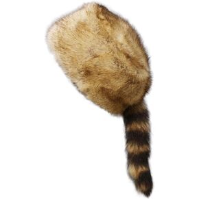 Queenbox Faux Raccoon Tail Hat Novelty Winter Warm Fur Cossak Russian Style Skull Cap Brown