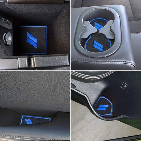 Auovo 11pcs Anti-dust Mats for Challenger Accessories 2015-2023 Custom Interior Cup Holder Inserts Door Pocket Center Console Liners for Challenger 2021 (Black) in Saudi Arabia