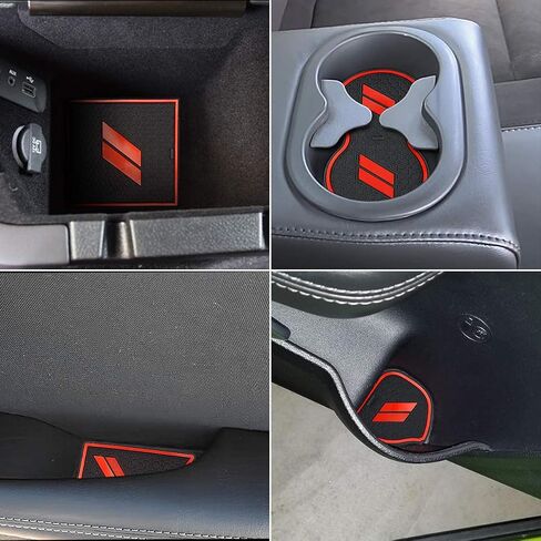 Auovo 11pcs Anti-dust Mats for Challenger Accessories 2015-2023 Custom Interior Cup Holder Inserts Door Pocket Center Console Liners for Challenger 2021 (Black) in Saudi Arabia