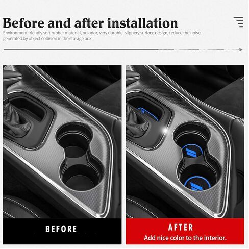 Auovo 11pcs Anti-dust Mats for Challenger Accessories 2015-2023 Custom Interior Cup Holder Inserts Door Pocket Center Console Liners for Challenger 2021 (Black) in Saudi Arabia