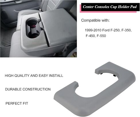 Center Console Cup Holder Compatible with Ford F250 F350 F450 1999-2010 Center Console Cup Holder Armrest Pad, Center Console Accessories (Grey) in Kuwait