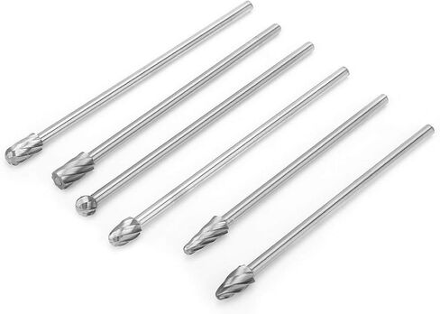 6pcs 6mm Tungsten Carbide Burr Set, 1/4" Shank Aluminum Rotatory Files Burr Extra Long 150mm Milling Cutter for Die Grinder Bits Drilling in Saudi Arabia
