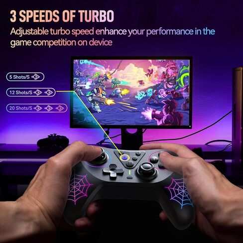 وحدة تحكم Fliresy Wireless Switch Pro مع قاعدة شحن، متوافقة مع Switch/Lite/OLED/PC... لوحة ألعاب مزودة بـ 7 ألوان LED وبطارية 1000 مللي أمبير في الساعة واهتزاز توربو قابل للتعديل in Kuwait