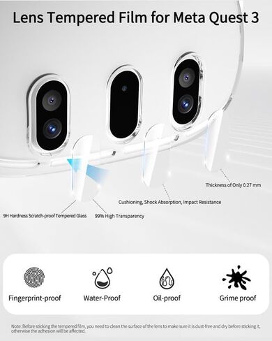 Protective Case for Meta Quest 3, AOLION Accessories for Meta Quest 3, Highly Transparent Impact Resistant Case Come with 1* Inside Lens Cover, 3* Lens Tempered Glass Protector, 4* Joystick Caps in Kuwait