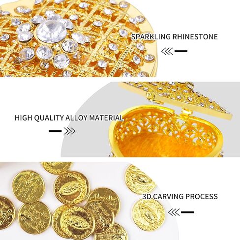 مجموعة عملات الزفاف أراس، 15 قطعة من عملات أراس دي بودا الإسبانية لحفلات الزفاف في صندوق من اللؤلؤ والكريستال على شكل قلب، مجموعة عملات الوحدة، أراس بارا بودا كاتوليكا، إكسسوارات الزفاف المكسيكية للاحتفال in Kuwait