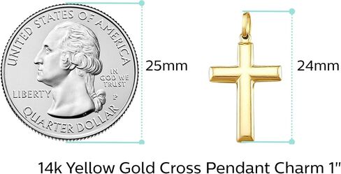 14k الذهب الأصفر الصليب قلادة سحر عادي 1 "-مجوهرات هدايا للنساء زوجة أمي هدايا للرجال الزوج أبي in Saudi Arabia