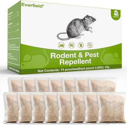 أكياس قوية طاردة للقوارض للفئران (15 كيسًا)، رادع فعال لفئران زيت النعناع، ​​رائحة لطيفة لمكافحة الآفات الطبيعية، التحكم في الصراصير النمل، آمن للأطفال والحيوانات الأليفة، للاستخدام الداخلي والخارجي in Kuwait