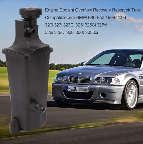 17117573781 خزان توسيع خزان سائل التبريد، خزان خزان استرداد تدفق سائل تبريد المحرك متوافق مع BMW E46 E53 1999-2006 320i 323i 323Ci 325i 325Ci 325xi 328i 328Ci 330i 330Ci 330xi in Kuwait