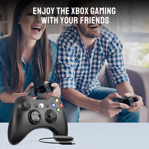 وحدة تحكم لاسلكية W&O متوافقة مع وحدة تحكم Xbox 360 2.4 جيجا هرتز Gamepad اللاسلكية متوافقة مع Xbox 360 والكمبيوتر الشخصي الذي يعمل بنظام Windows 7,8,10,11 مع جهاز استقبال (أسود) in Kuwait