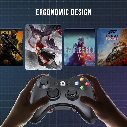 وحدة تحكم لاسلكية W&O متوافقة مع وحدة تحكم Xbox 360 2.4 جيجا هرتز Gamepad اللاسلكية متوافقة مع Xbox 360 والكمبيوتر الشخصي الذي يعمل بنظام Windows 7,8,10,11 مع جهاز استقبال (أسود) in Kuwait