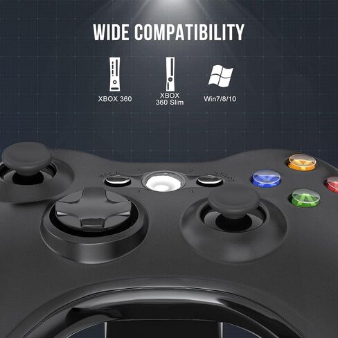 وحدة تحكم لاسلكية W&O متوافقة مع وحدة تحكم Xbox 360 2.4 جيجا هرتز Gamepad اللاسلكية متوافقة مع Xbox 360 والكمبيوتر الشخصي الذي يعمل بنظام Windows 7,8,10,11 مع جهاز استقبال (أسود) in Kuwait