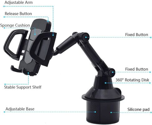 VBESTLIFE Car Cup Holder Phone Mount, 360° Rotation Car Phone Cradle Universal Base, Compatible with 4.0-7.0 Inch Cell Phones, for GPS Devices in Saudi Arabia