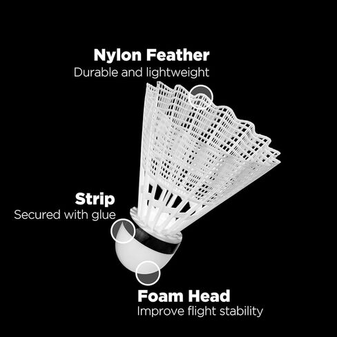 كرة الريشة من فورليهونج - 24 قطعة من طيور الريش النايلون للسرعة العالية والمتانة والثبات، للتمرين في الداخل والخارج (أبيض) in Kuwait