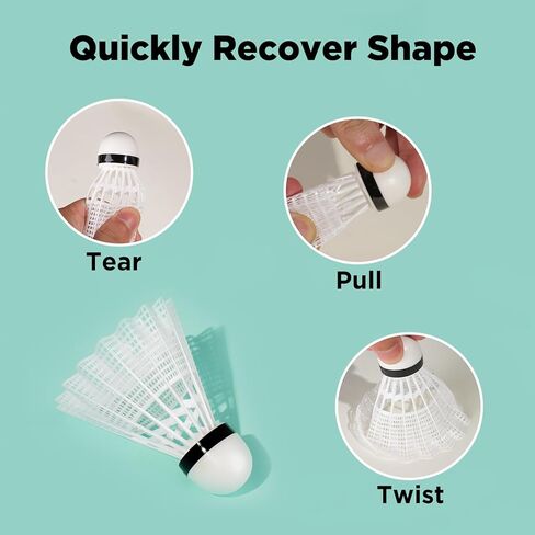 كرة الريشة من فورليهونج - 24 قطعة من طيور الريش النايلون للسرعة العالية والمتانة والثبات، للتمرين في الداخل والخارج (أبيض) in Kuwait