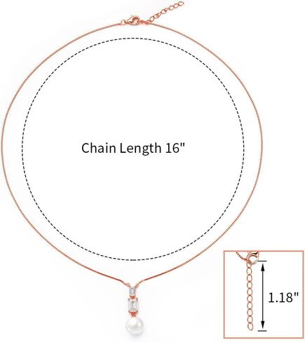 Pearl Pendant Necklace 9-10mm Pearls and Cubic Zirconia necklace with 16" Box Chain Plating 18K Gold Pearl Necklace for Women Real Pearl Necklaces in Kuwait