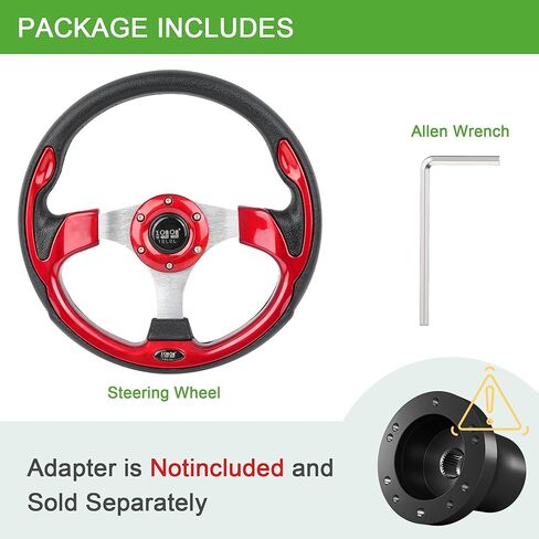 عجلة قيادة عربة الجولف 10L0L 12.5 بوصة، عجلة قيادة انزلاقية، عربة جولف عالمية تناسب Yamaha G2-G29، EZGO RXV، TXT، Club Car DS، Club Car Precedent Tempo ومعظم (جلد البولي يوريثان باللون الأحمر) in Kuwait