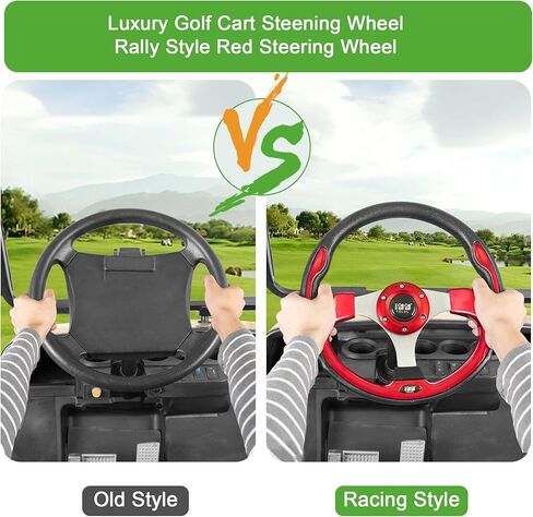 عجلة قيادة عربة الجولف 10L0L 12.5 بوصة، عجلة قيادة انزلاقية، عربة جولف عالمية تناسب Yamaha G2-G29، EZGO RXV، TXT، Club Car DS، Club Car Precedent Tempo ومعظم (جلد البولي يوريثان باللون الأحمر) in Kuwait