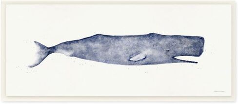 Stupell Industries Classic Whale Watercolor Blue Illustration Canvas Wall Art, 10x24, Multicolor in Saudi Arabia