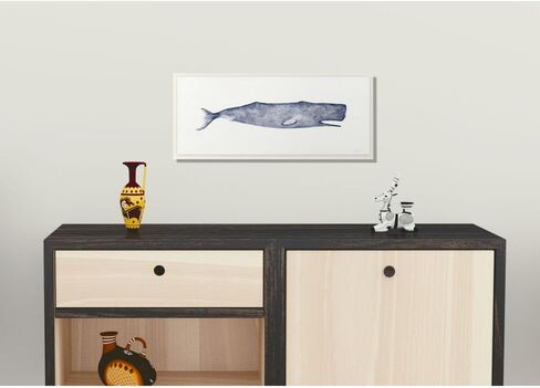 Stupell Industries Classic Whale Watercolor Blue Illustration Canvas Wall Art, 10x24, Multicolor in Saudi Arabia