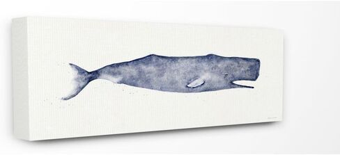 Stupell Industries Classic Whale Watercolor Blue Illustration Canvas Wall Art, 10x24, Multicolor in Saudi Arabia