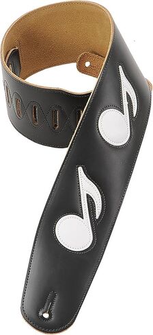 Levy's Leathers 3" Genuine Leather Guitar Strap with Suede Backing and Music Notes Design; White (M4N-WHT) in Saudi Arabia