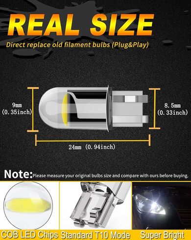 Qasim T3-1/4 Wedge Base bulbs 2825 194 LED Car Light Bulb Ultra Bright T3.25 Miniature Wedge Retrofit for Car/Motorcycle Interior Dome/Map/License Plate Lights 12V DC (Pack of 25,Xeon White) in Saudi Arabia